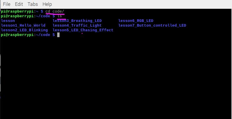 Terminal ls output